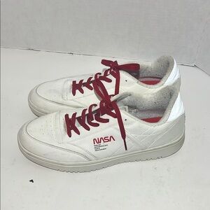 White NASA Sneakers with Red Laces